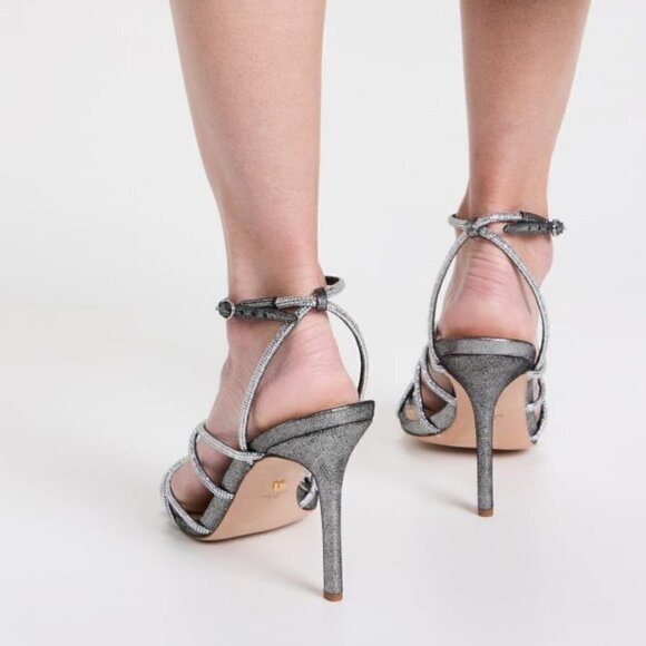 New Veronica Beard Aneesha Crystal Embellish Gunmetal Strappy Heel Sandals 7 US - Picture 5 of 13